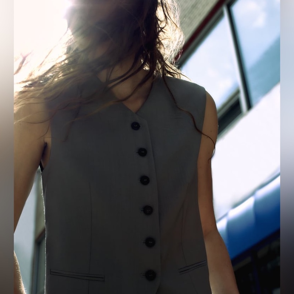 100% wool gray menswear vest ZARA